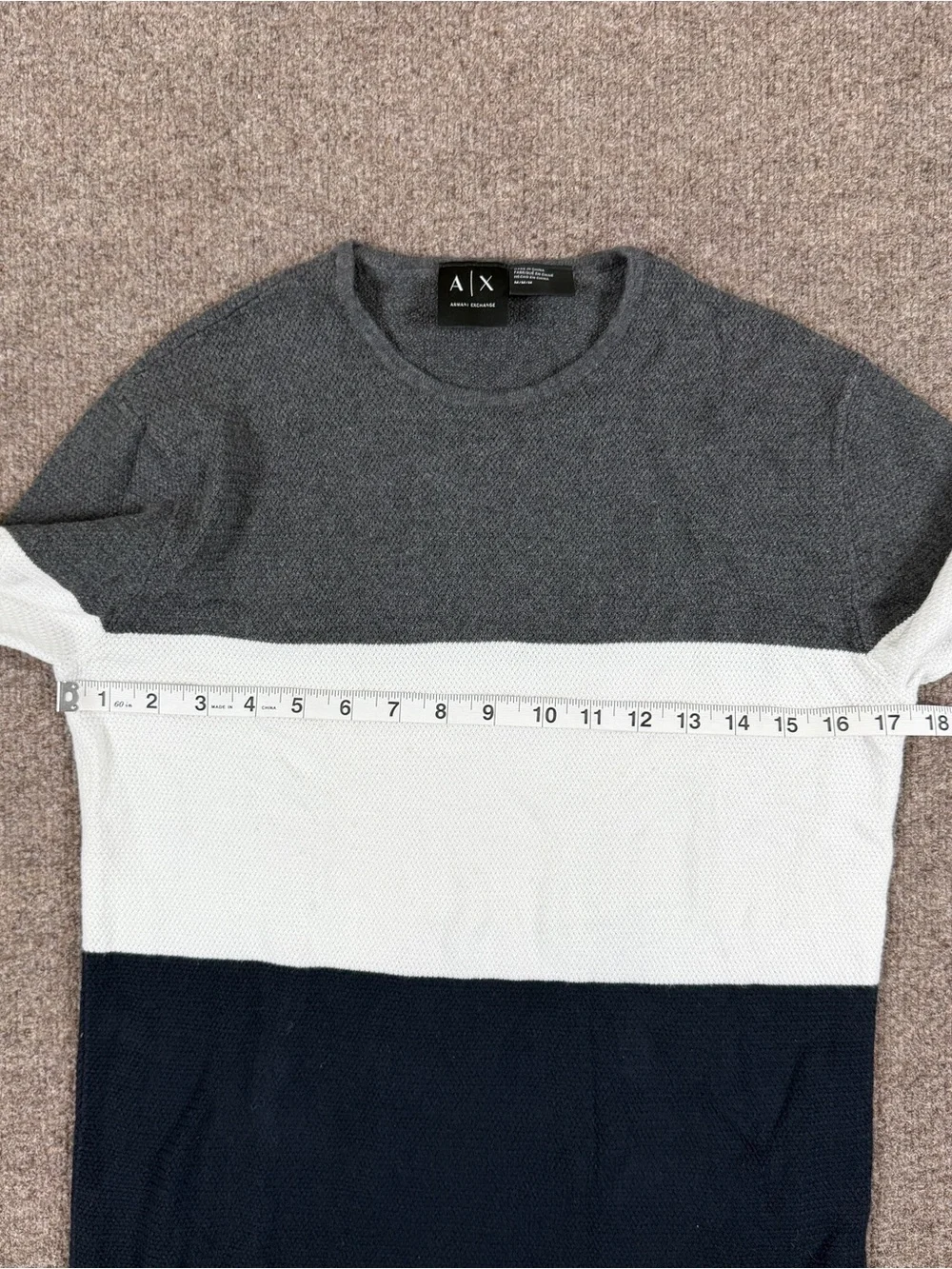 Armani Exchange Navy White Grey Stripe‎ Long Sleeve Lightweight Sweater Womens M